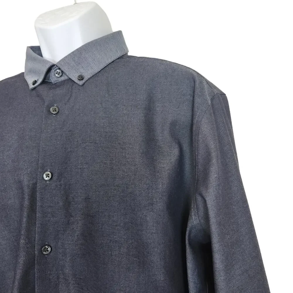 Calvin Klein Dress Shirt Mens 18 Collar Slim Fit Blue Contrast Collar - Picture 4 of 9